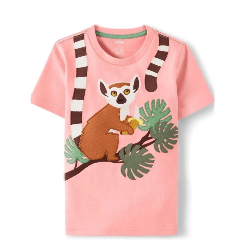 Gymboree Embroidered Lemur Top - Safari - Pink Sz 4T
